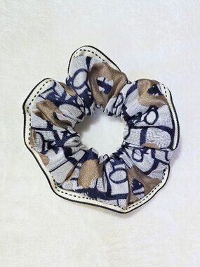 Christian Dior Elegant Navy & Gold Hair Scrunchie, Brand New